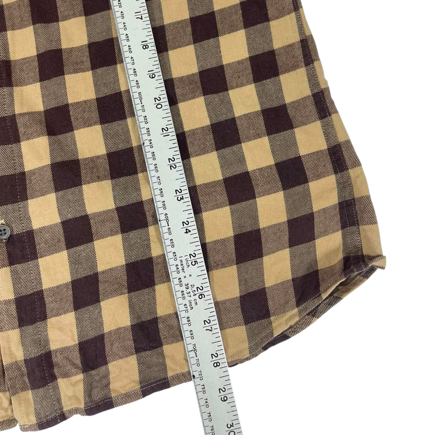 INDU HOMMW BROWN & TAN CHECKERED BUTTON - UP SHIRT (L)