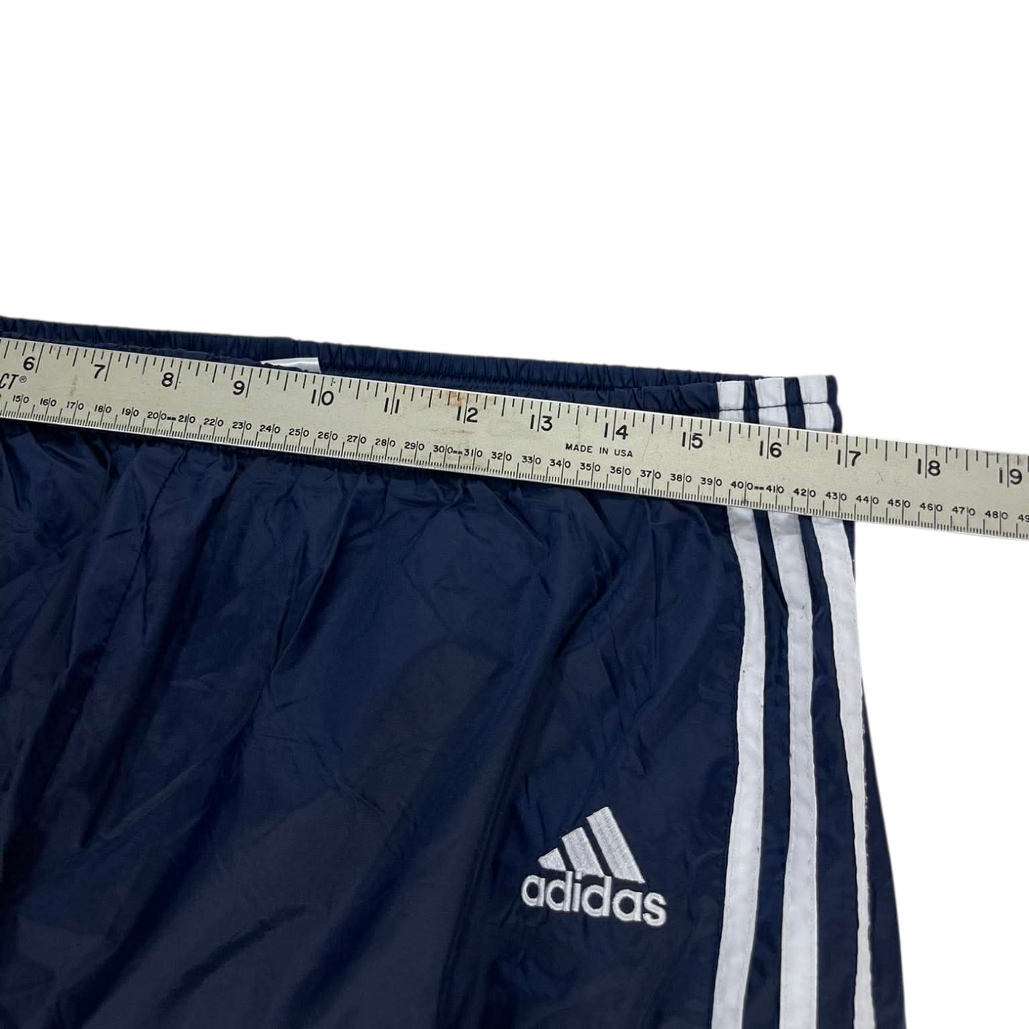 VINTAGE ADIDAS NAVY BLUE TRACK PANTS (L-XL)