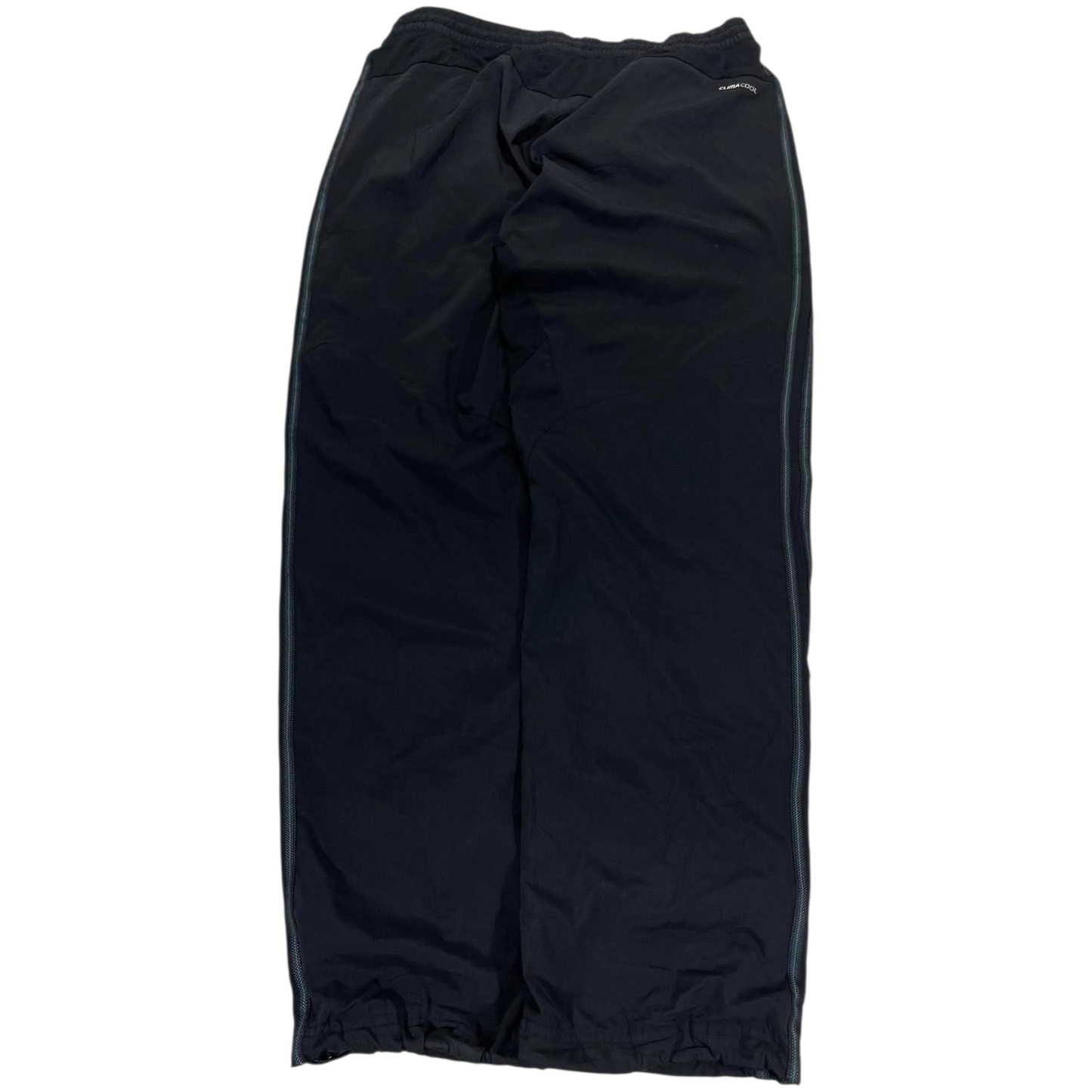ADIDAS BLACK TRACK PANTS WITH WHITE STRIPES (L)