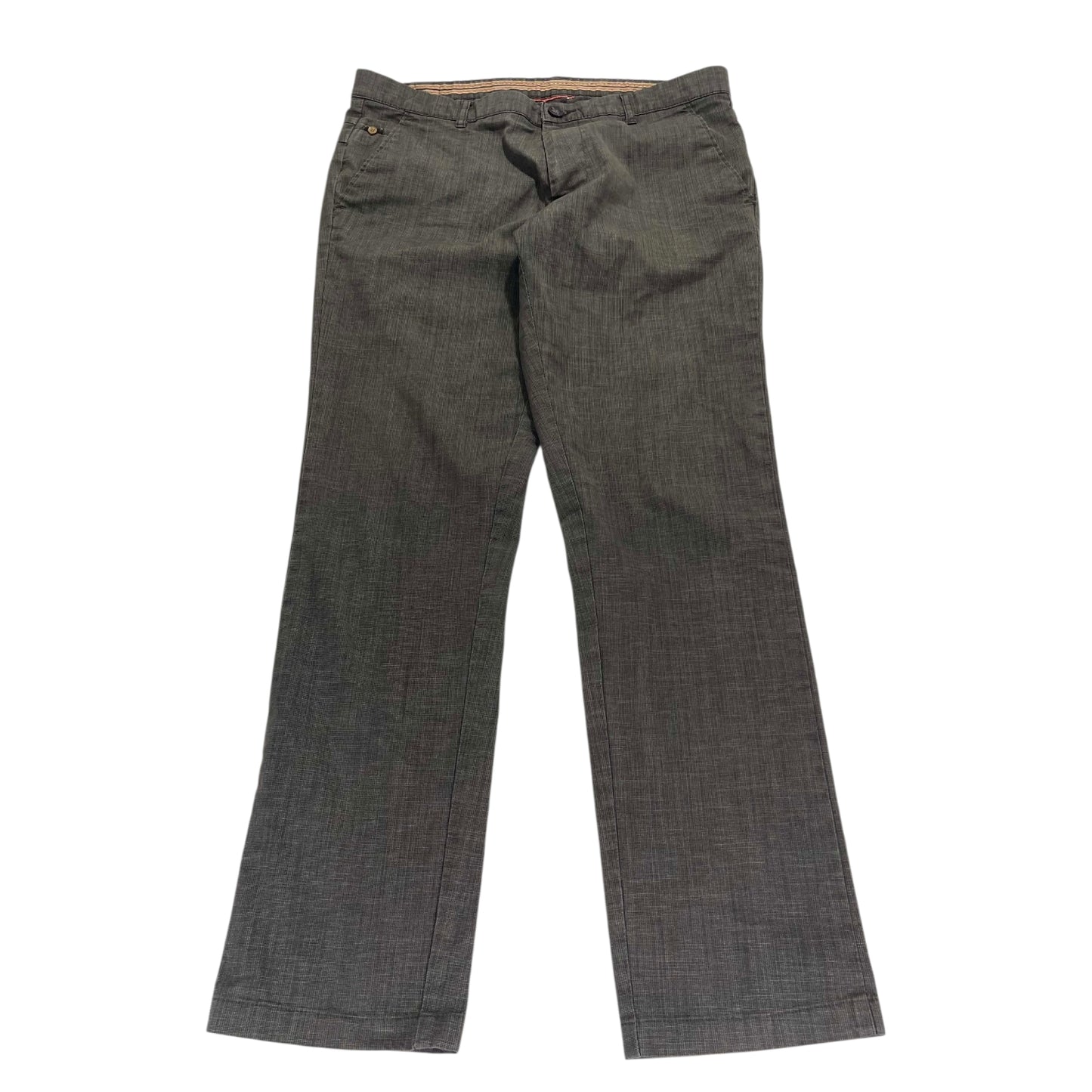 VINTAGE GREY PLAID STRAIGHT LEG TROUSERS (34)