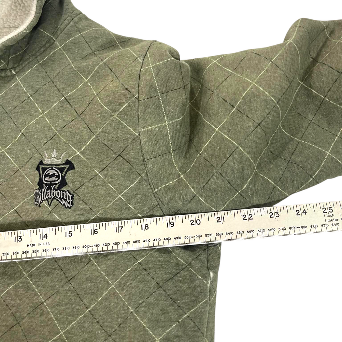 Y2K BILLABONG QUILTED GREEN HOODIE (S)