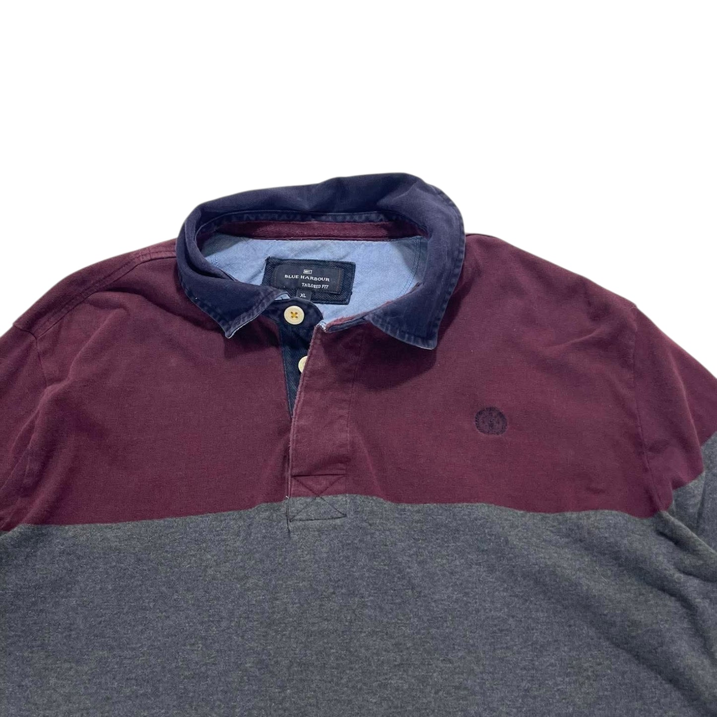 VINTAGE BLUE HARBOUR BURGUNDY & GREY POLO (XL)