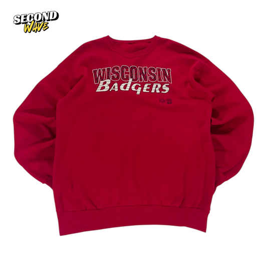 WISCONSIN BADGERS RED CREWNECK SWEATSHIRT (L)