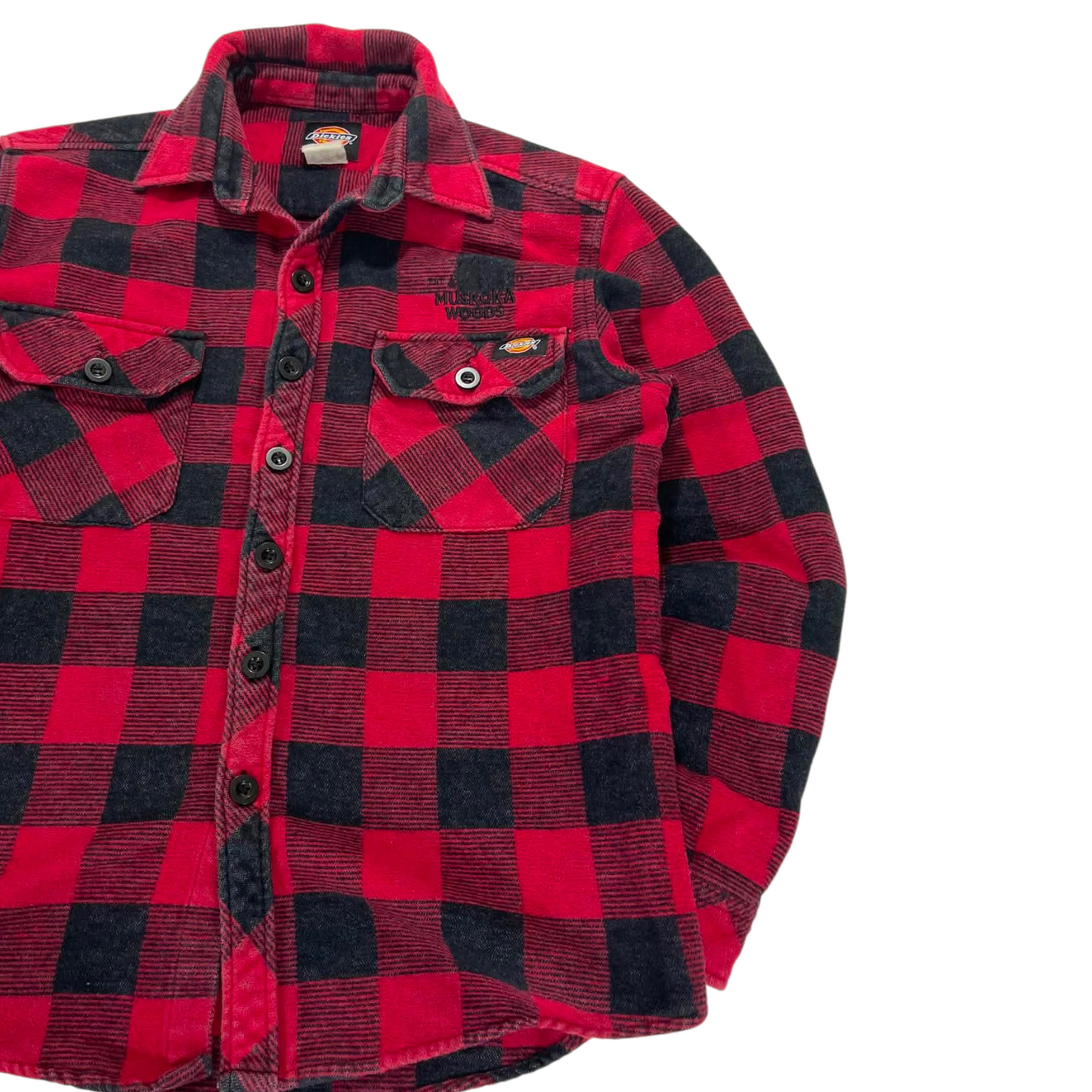 VINTAGE DICKIES RED & BLACK PLAID SHIRT (M-L)