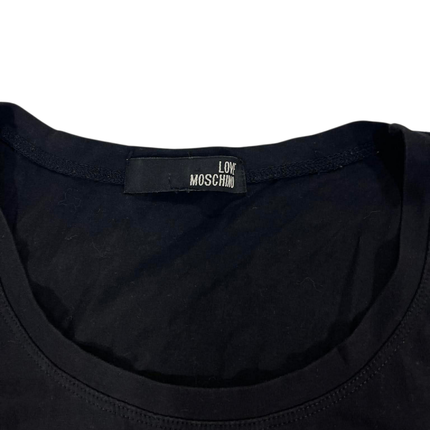MOSCHINO BLACK PERFUME BOTTLE PRINT T-SHIRT (S-M)