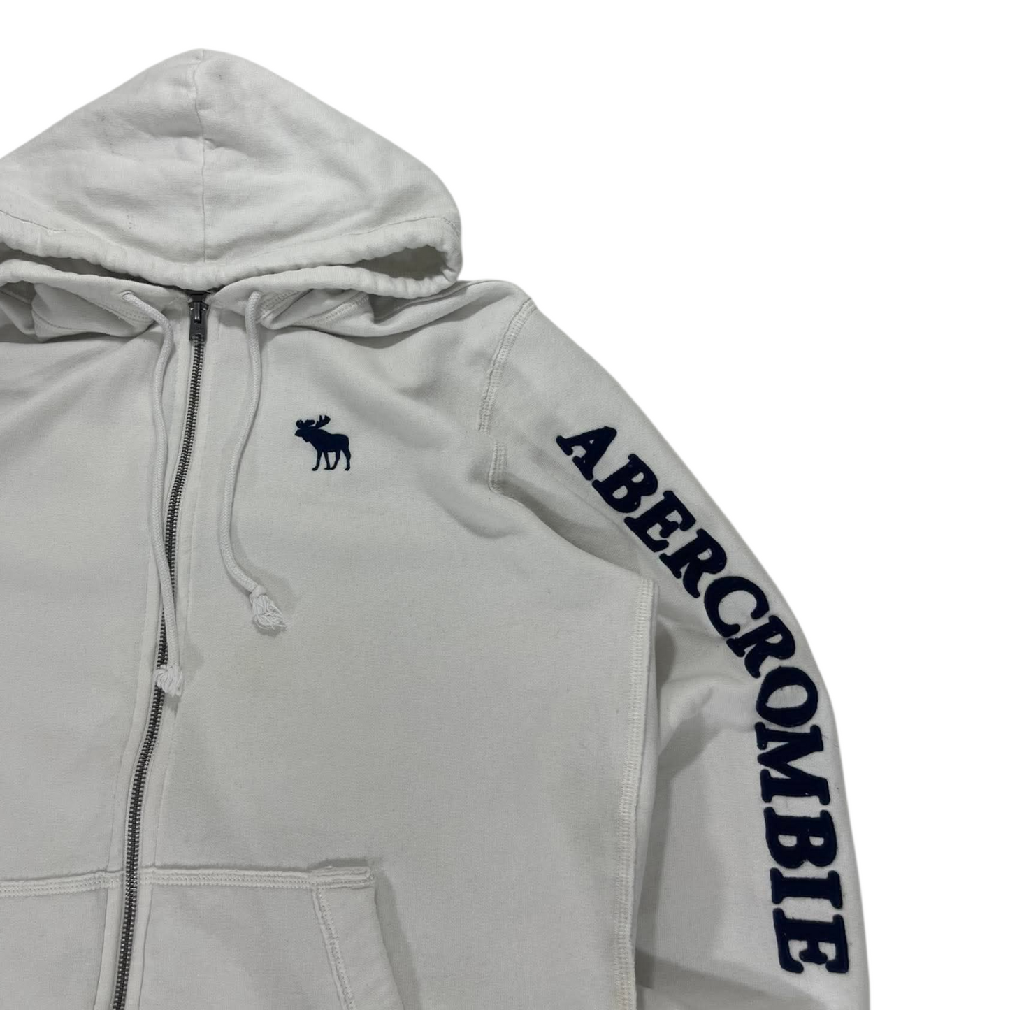 Y2K ABERCROMBIE & FITCH WHITE ZIP HOODIE (L)