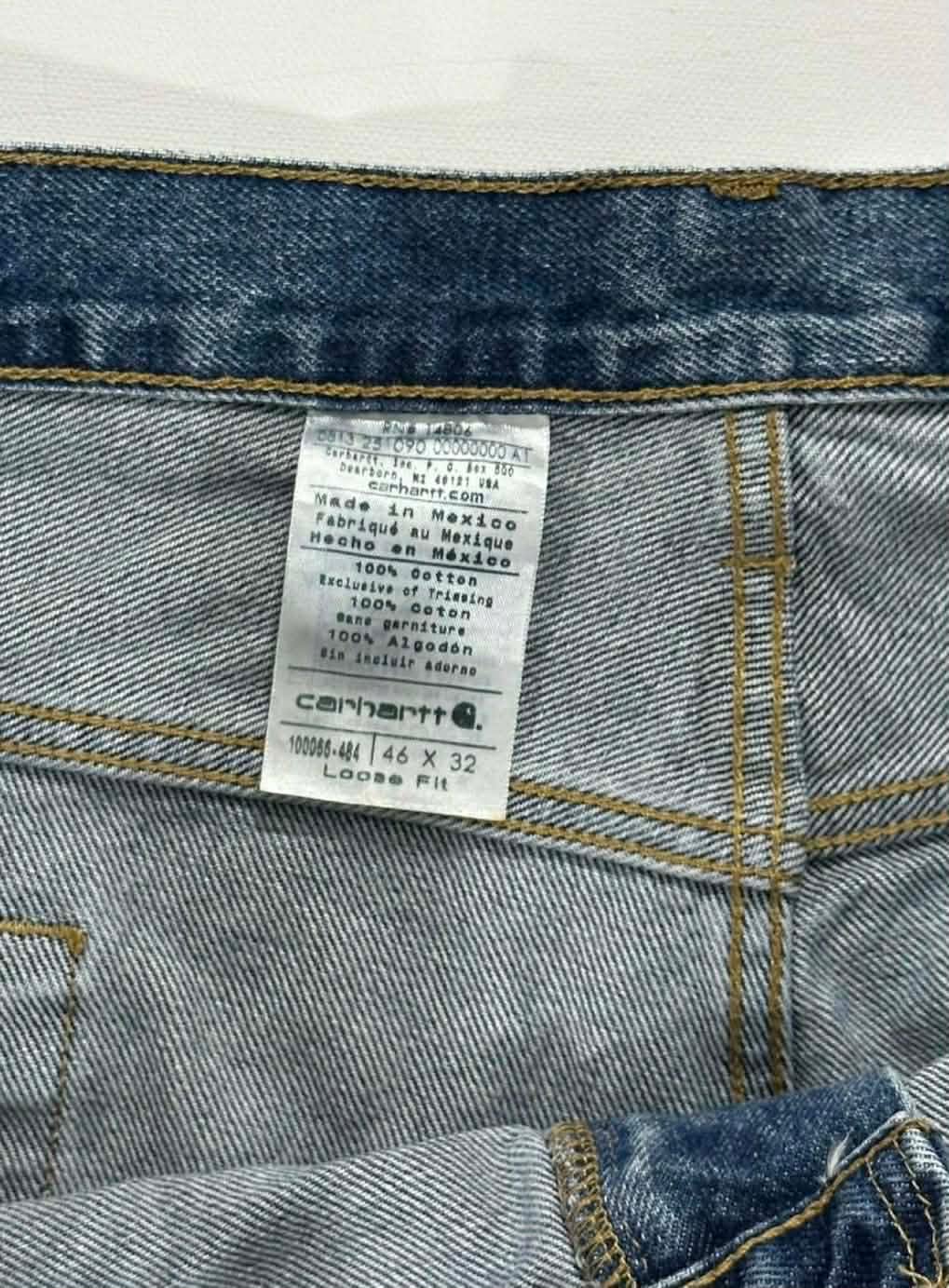 VINTAGE WIDE LEG CARHARTT BLUE DENIM JEANS (46)