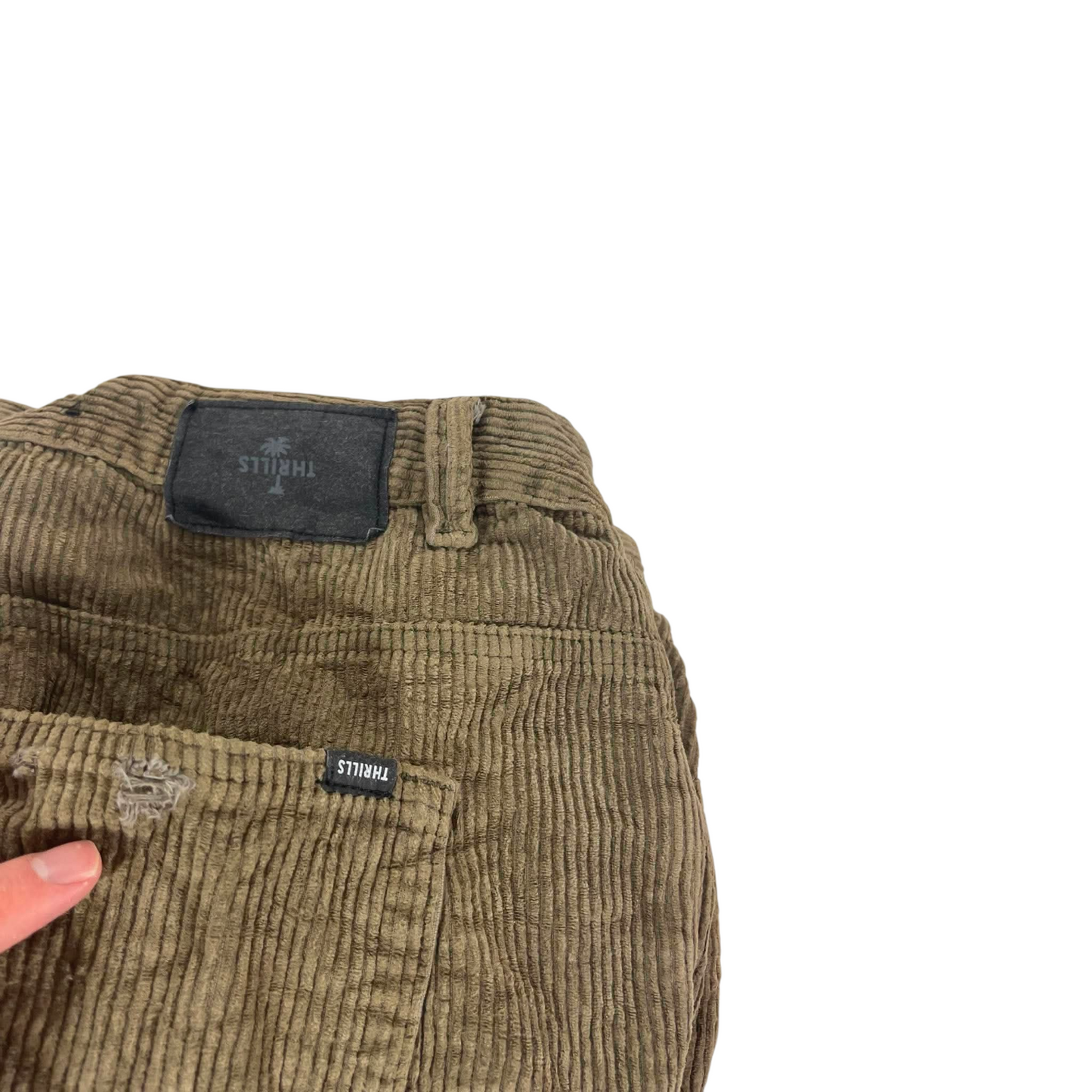 VINTAGE THRILLS BROWN CORDUROY STRAIGHT LEG TROUSERS (38)
