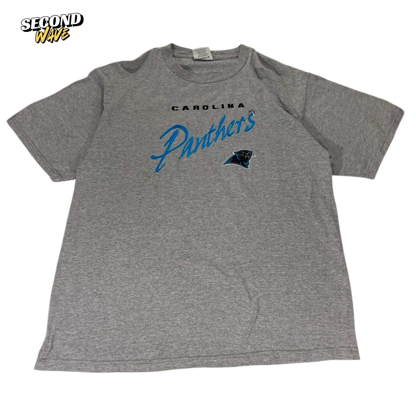 VINTAGE TRASHED VIBES LEE SPORT CAROLINA PANTHERS GREY TEE (XL)