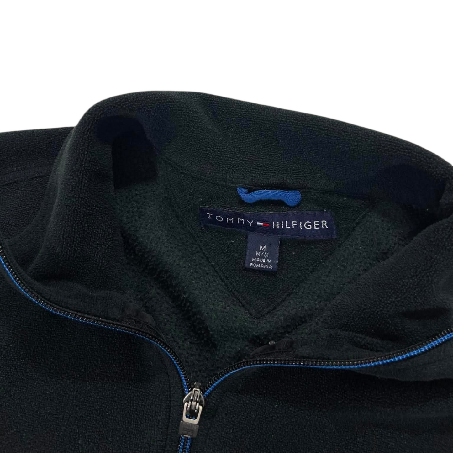 VINTAGE TOMMY HILFIGER NAVY BLUE QUARTER ZIP FLEECE (M)