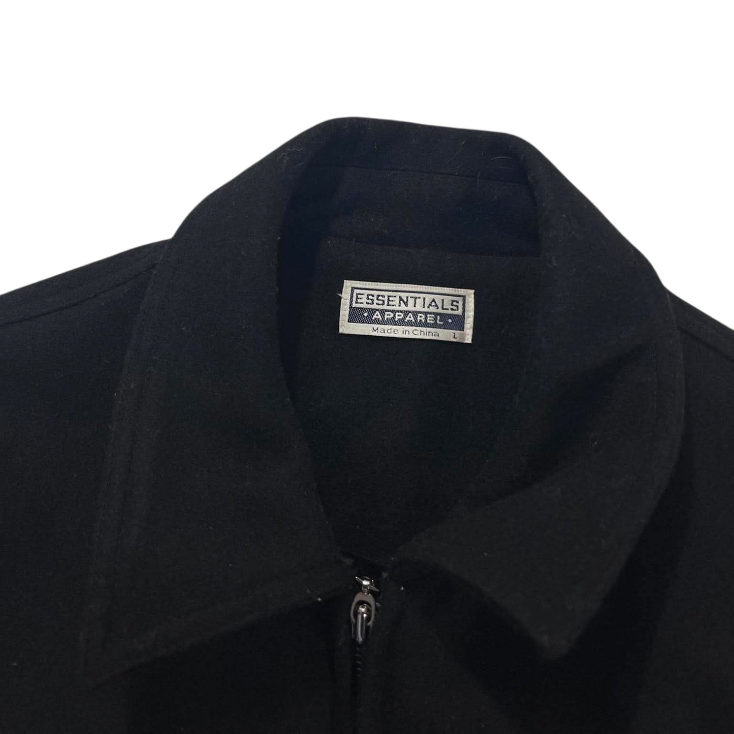 ESSENTIALS BLACK OVERSIZED ZIP UP JACKET (L)