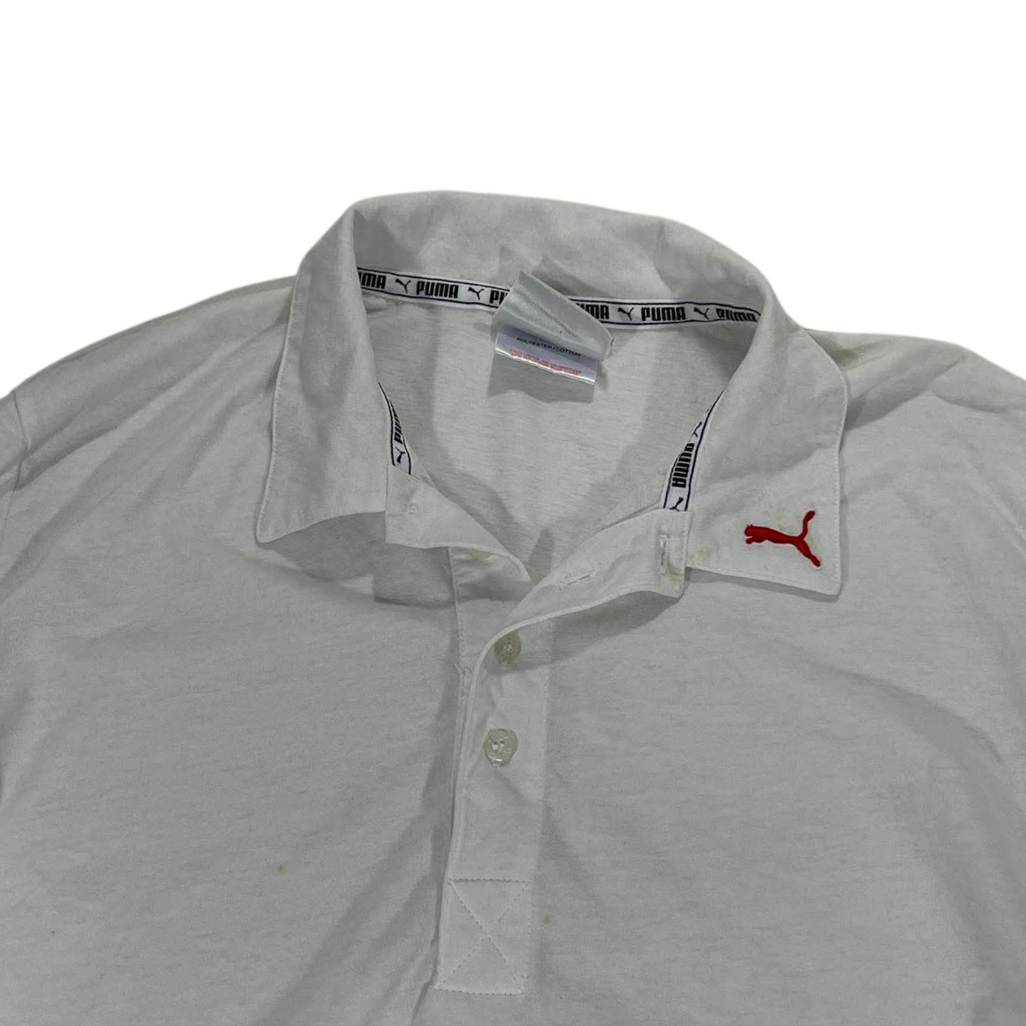 PUMA WHITE LONG SLEEVE POLO SHIRT (L)
