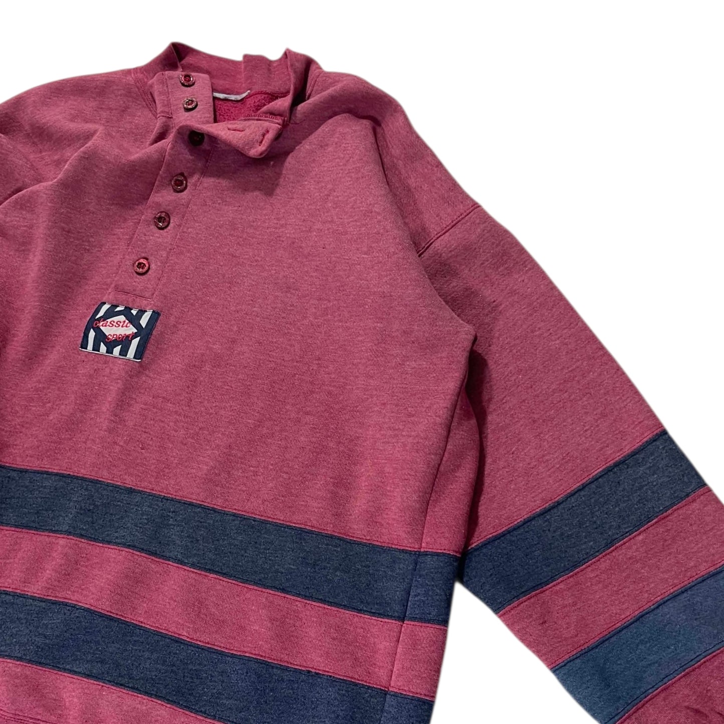 90S RED & NAVY STRIPED LONG SLEEVE (L)