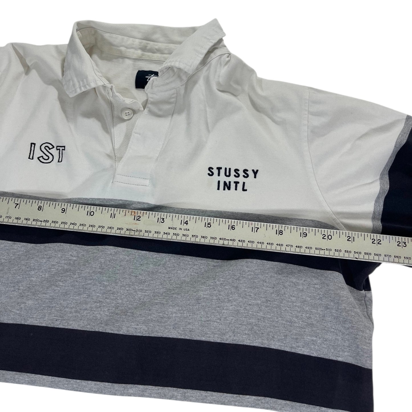 TRASHED STÜSSY RUGBY POLO SHIRT (L)