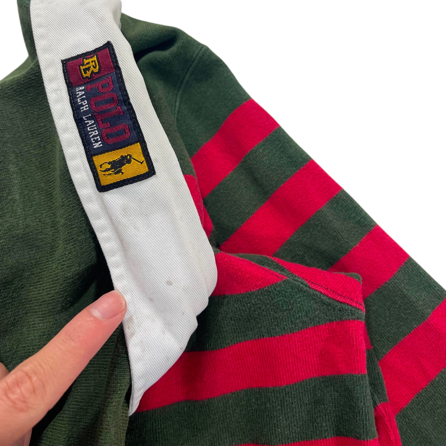 POLO RALPH LAUREN GREEN RUGBY SHIRT (S)