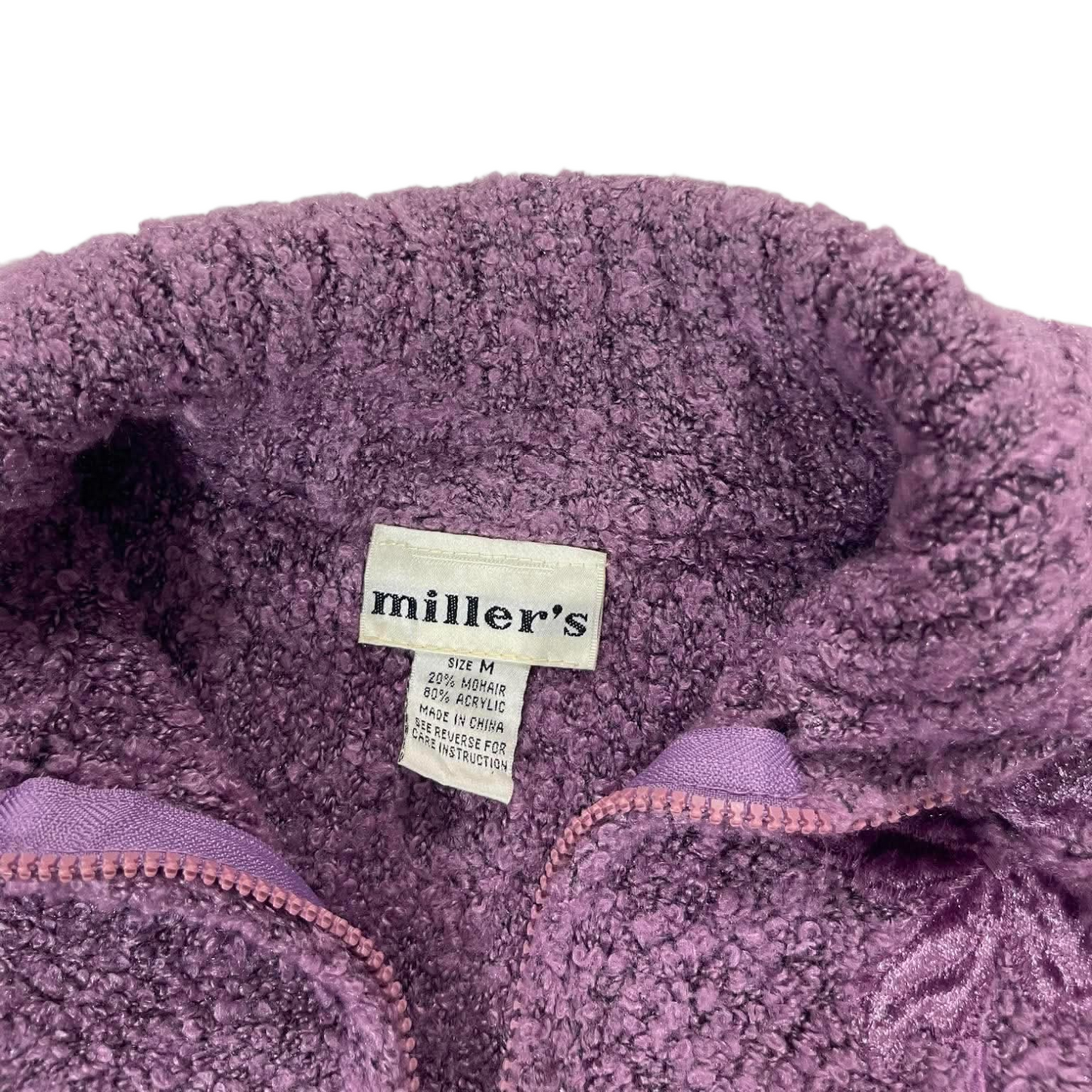 MILLERS PURPLE FLEECE QUARTER ZIP WITH EMBROIDERED LEAVES AND BOW (M)