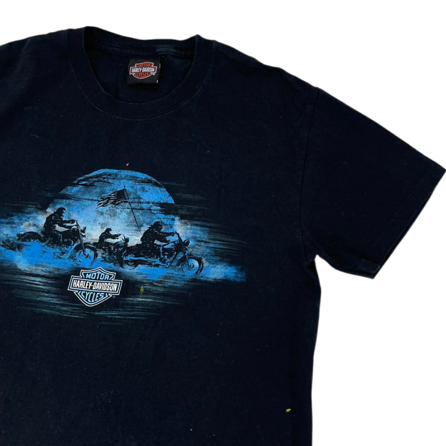 HARLEY DAVIDSON BLACK GRAPHIC TEE WITH BLUE ACCENTS (S-M)