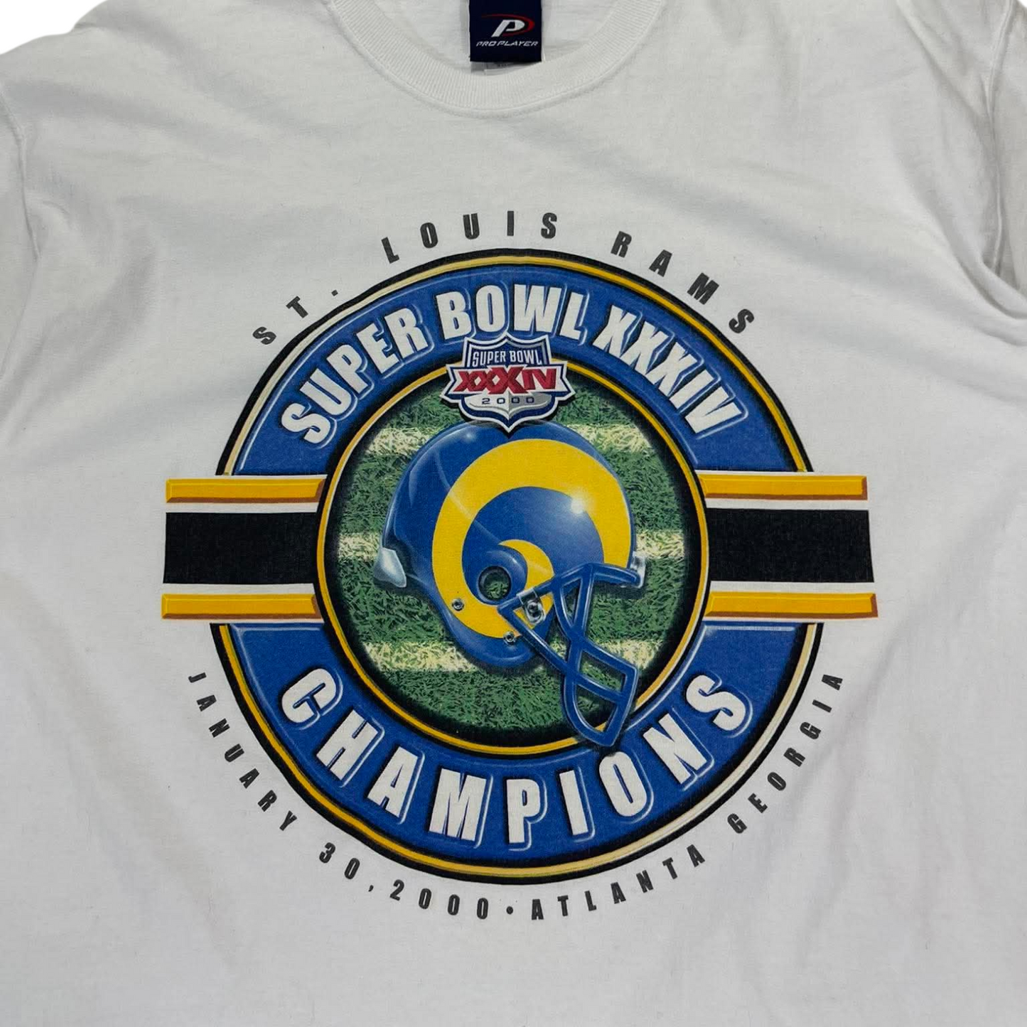 VINTAGE ST. LOUIS RAMPS SUPER BOWL CHAMPIONS WHITE T-SHIRT (XL)