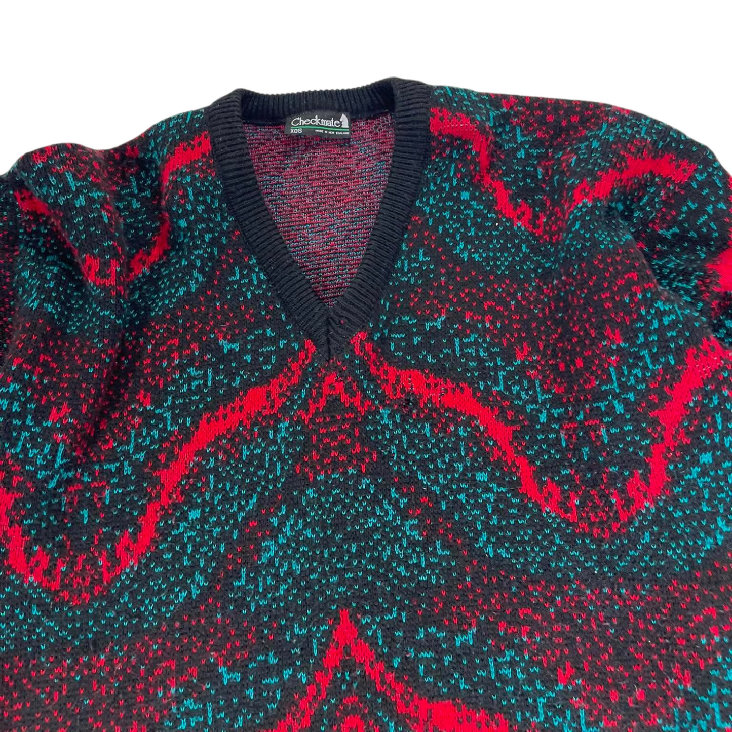 90s CHECKMATE MULTICOLOURED KNIT SWEATER (M)