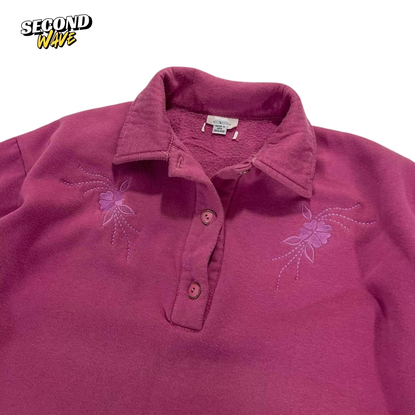 PINK EMBROIDERED QUARTER ZIP (L)