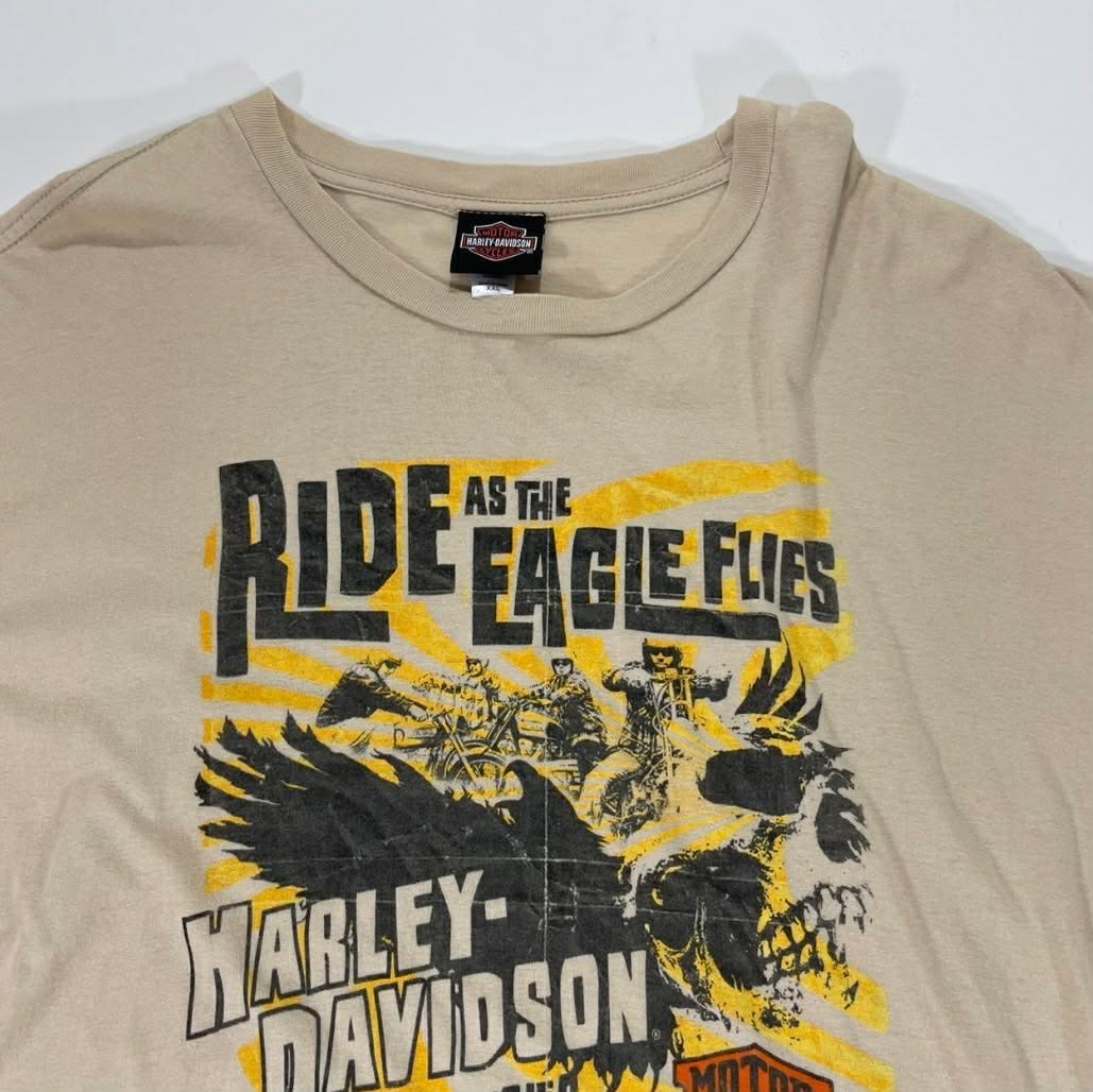 VINTAGE HARLEY DAVIDSON TAN GRAPHIC T-SHIRT (XL)