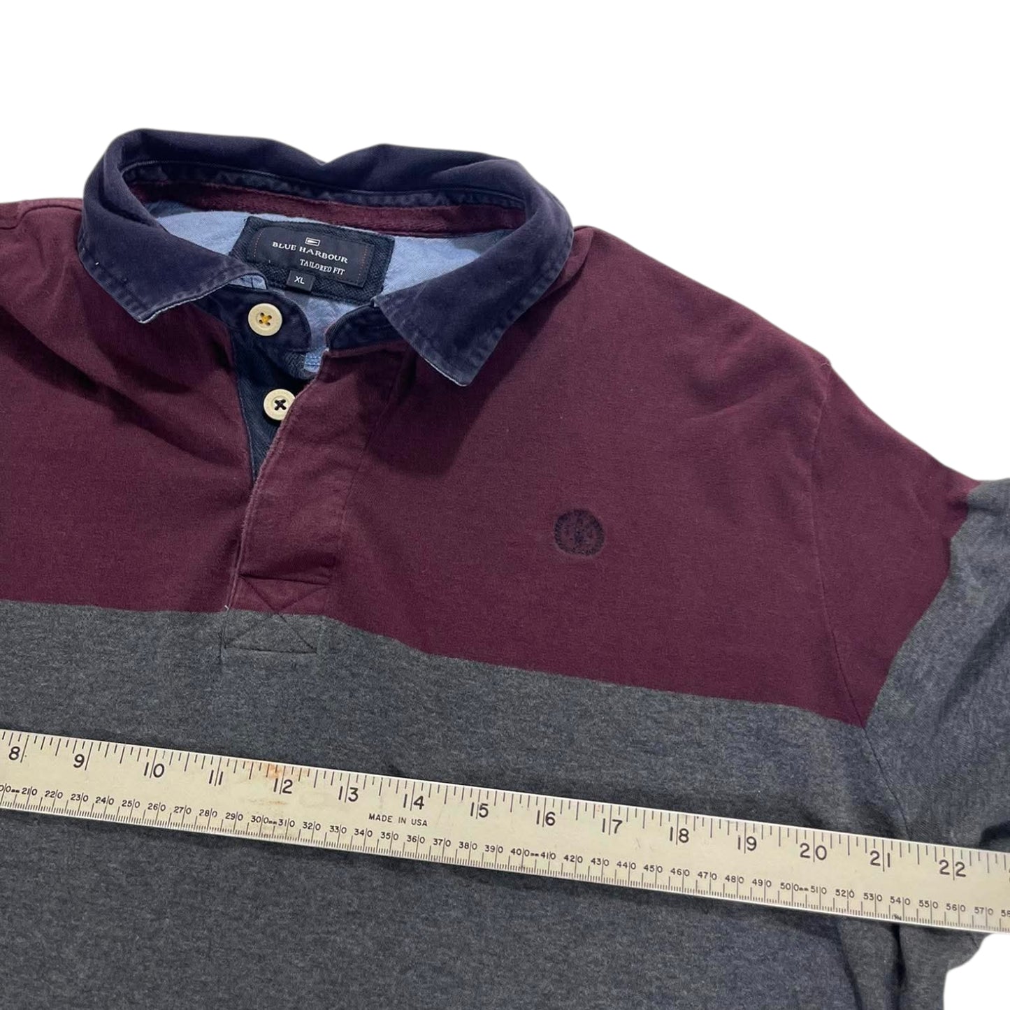 VINTAGE BLUE HARBOUR BURGUNDY & GREY POLO (XL)