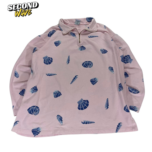 100% COTTON FRESH PRODUCE PINK SEASHELL ZIP UP (XL)