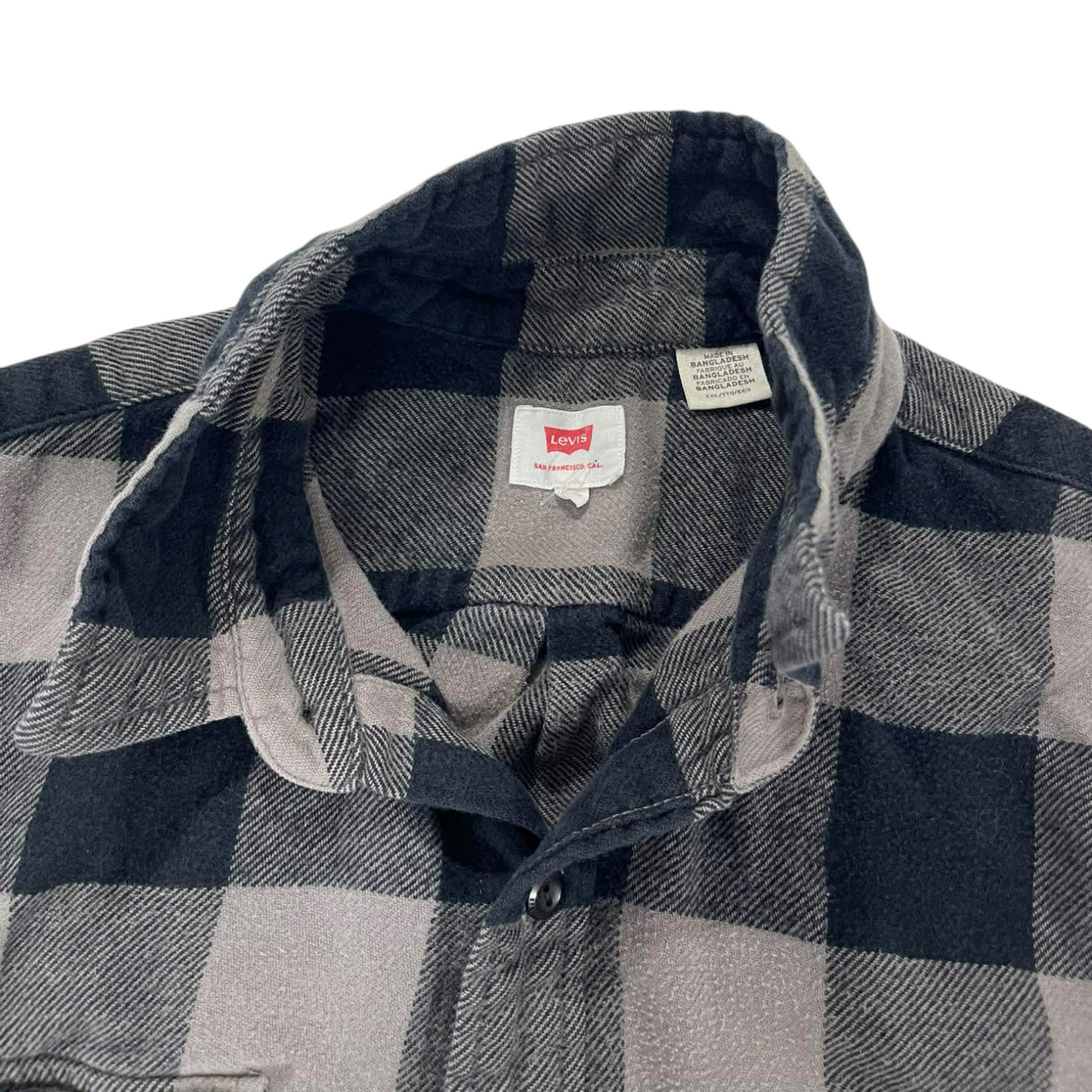 VINTAGE LEVIS BLACK & GREY FLANNEL SHIRT (L-XL)