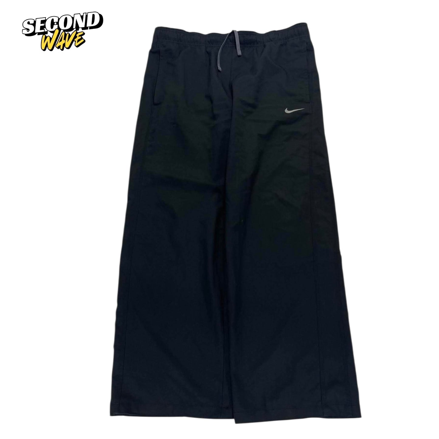 NIKE BLACK WIDE LEG TRACK PANTS (L)