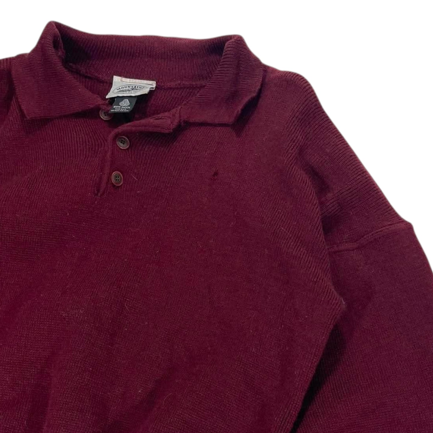 100% WOOL BURGUNDY WOOL POLO SWEATER (M-L)