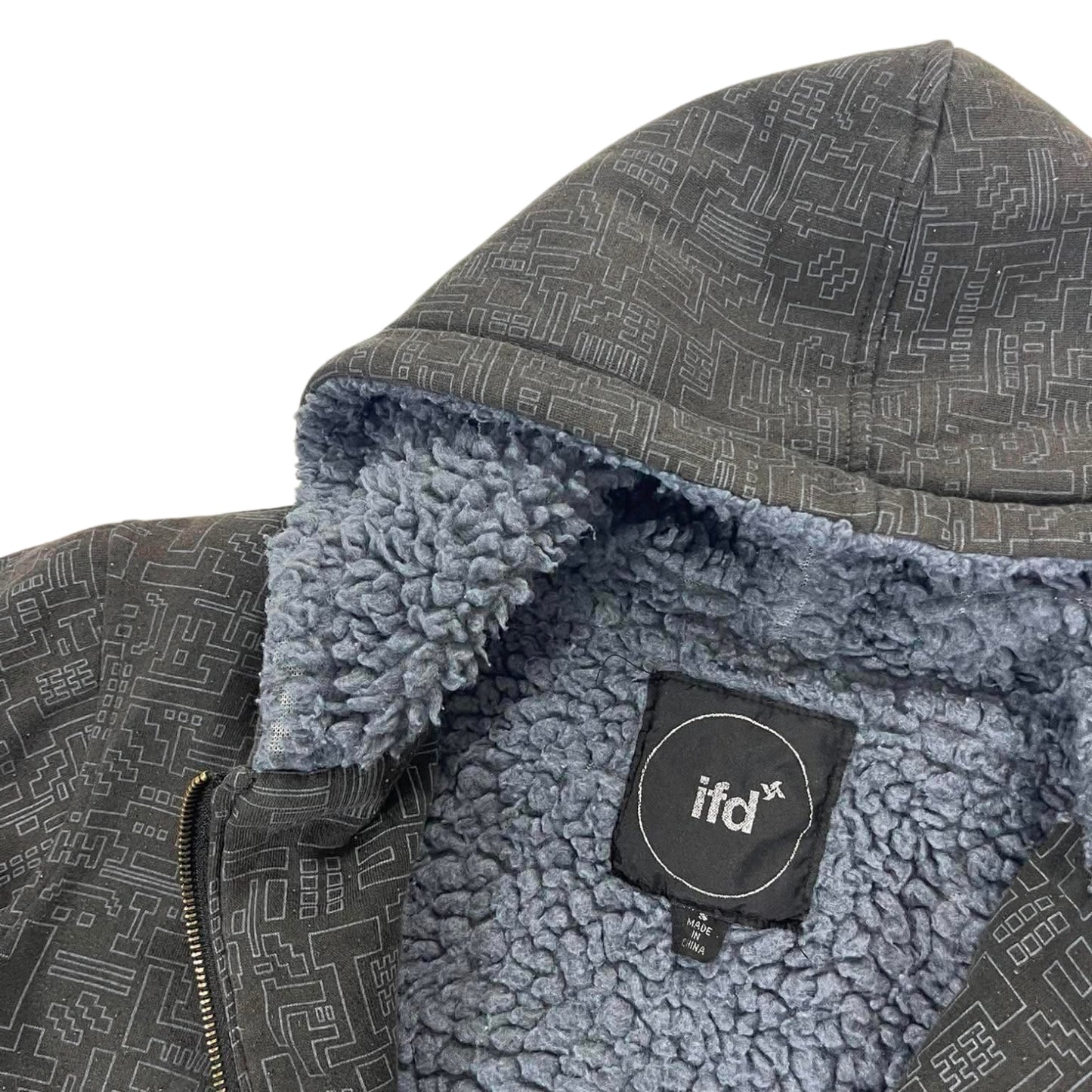 IFD AOP BLACK CIRCUIT BOARD ZIP UP HOODIE (M)