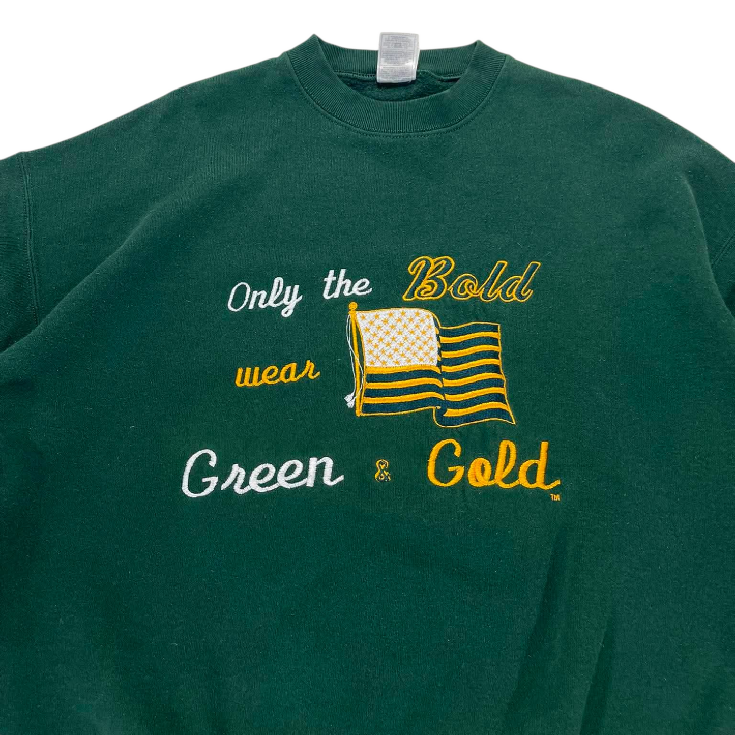 VINTAGE 90s GREEN & GOLD CREWNECK SWEATSHIRT (L)