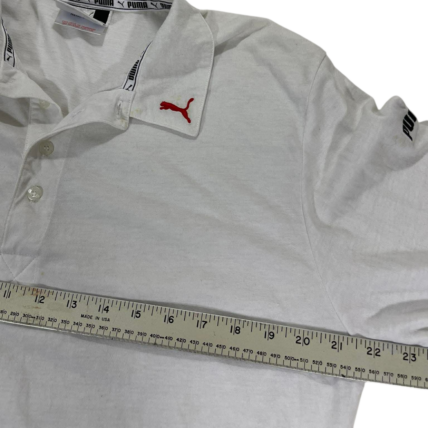 PUMA WHITE LONG SLEEVE POLO SHIRT (L)