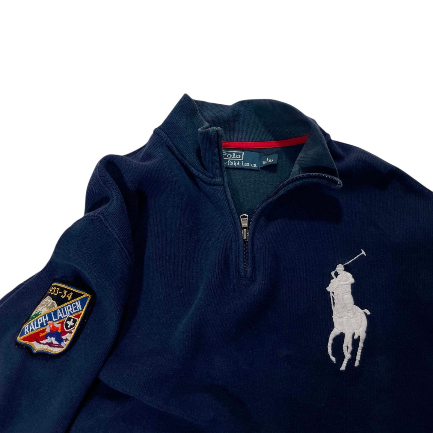 VINTAGE BIG PONY POLO RALPH LAUREN NAVY BLUE QUARTER ZIP (L)