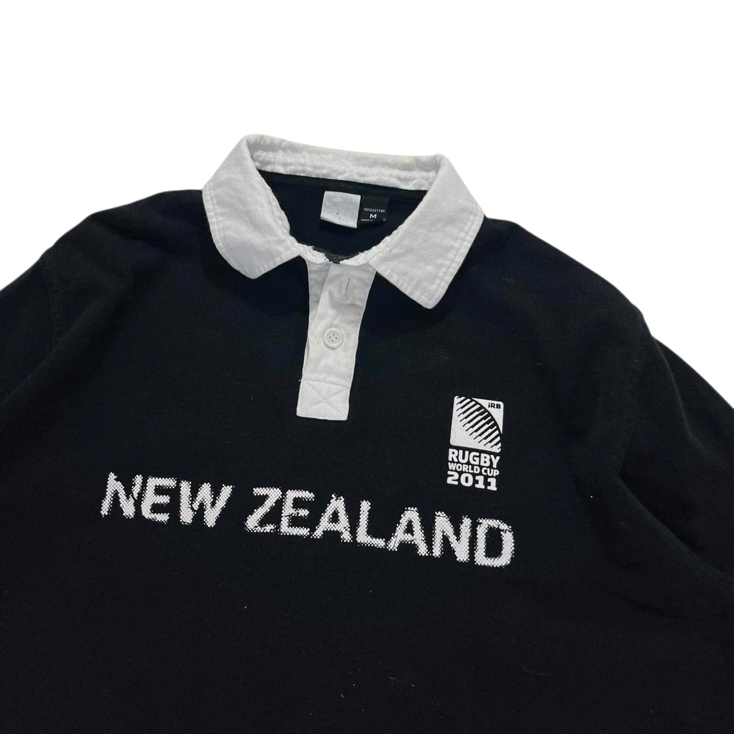 2011 NEW ZEALAND RUGBY WORLD CUP BLACK LONG SLEEVE POLO SHIRT (L)