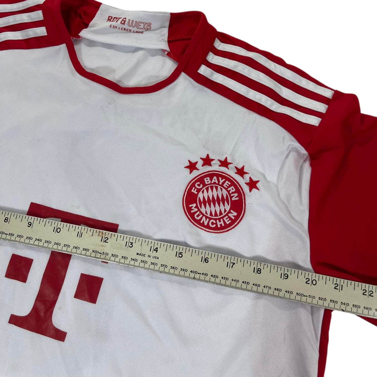 ADIDAS BAYERN MUNICH WHITE & RED FOOTBALL SHIRT (L)