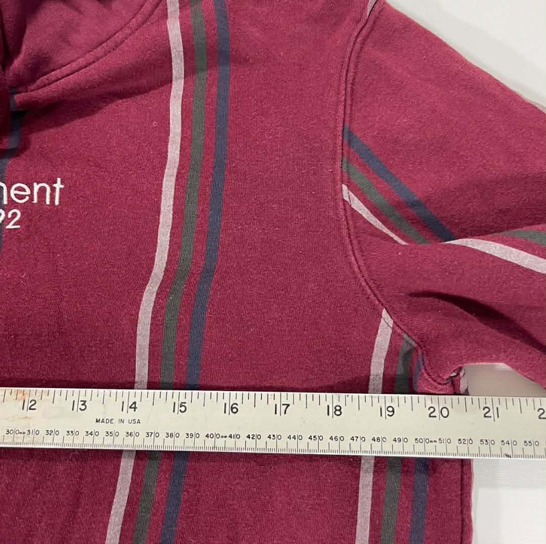 Y2K ELEMENT BURGUNDY STRIPED HOODIE (M-L)
