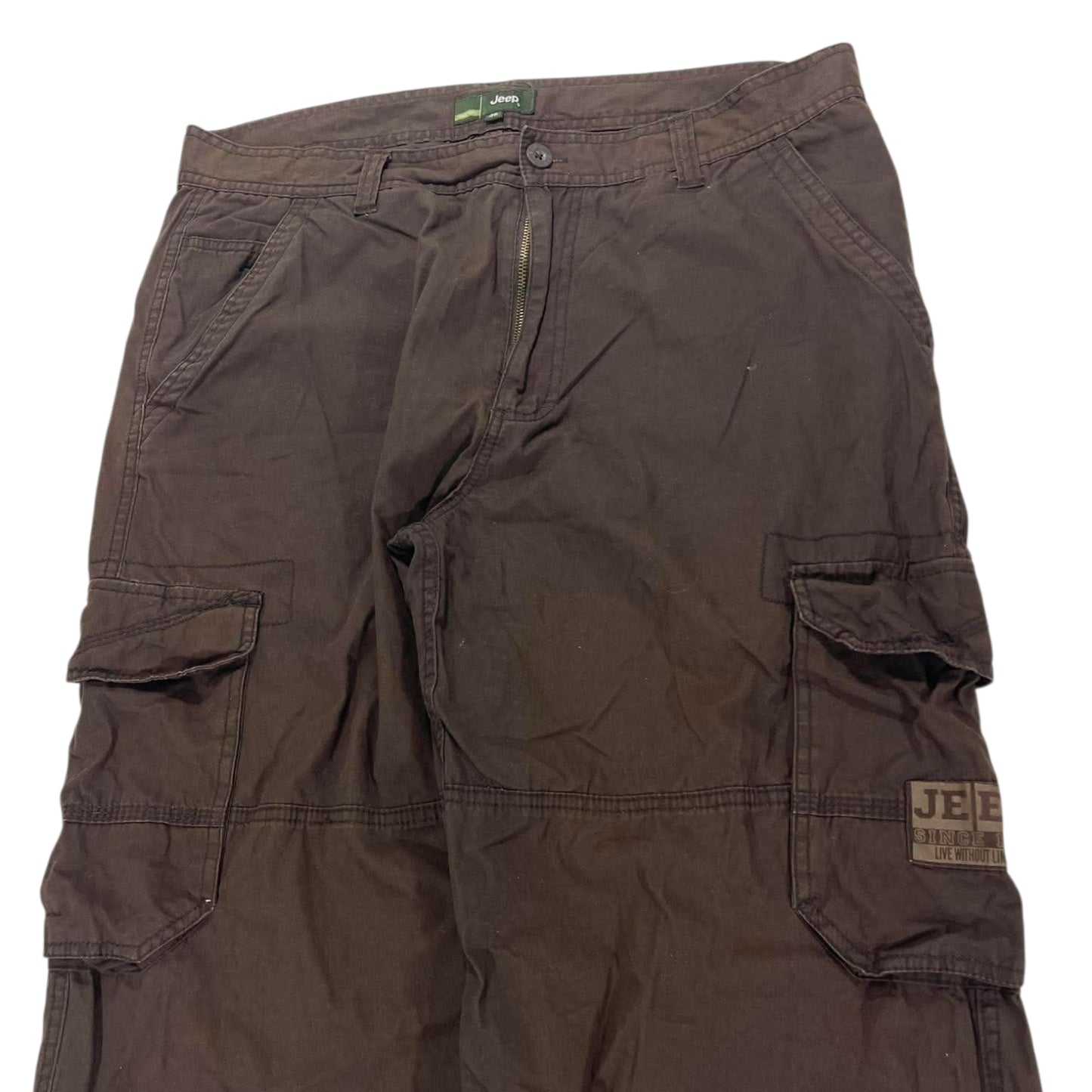 VINTAGE JEEP BROWN CARGO PANTS WITH MULTIPLE POCKETS AND A RELAXED FIT (36)