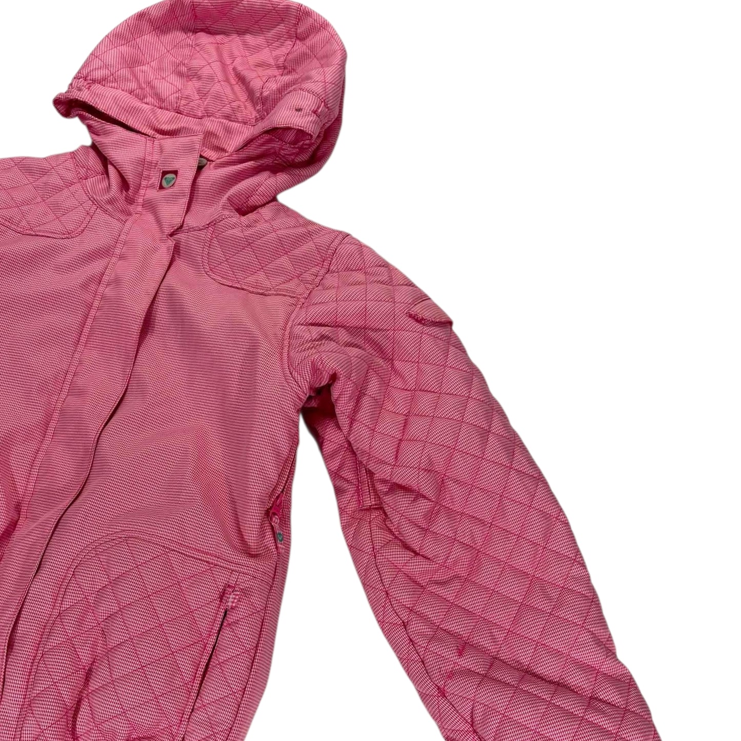 Y2K PINK ROXY JACKET WITH HOOD AND ZIPPER POCKETS (M)