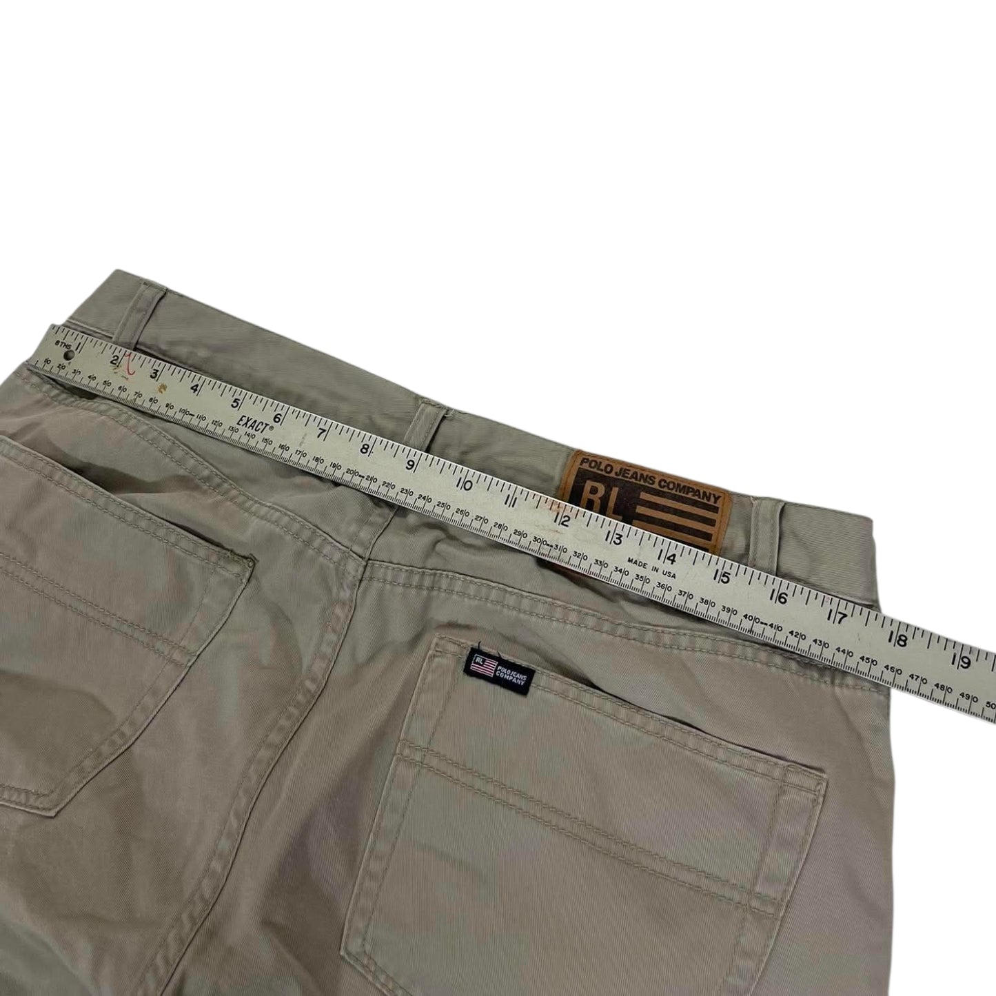 POLO RALPH LAUREN TAN WIDE LEG TROUSERS (34)
