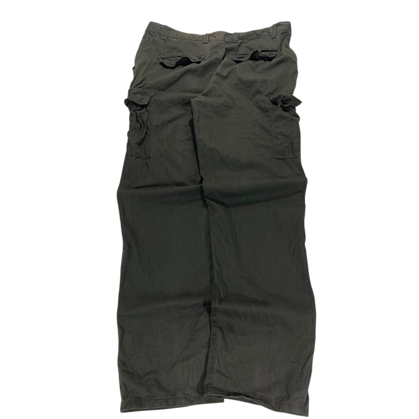 KHAKI GREEN CARGO PANTS WITH ADJUSTABLE WAIST AND POCKETS (38)