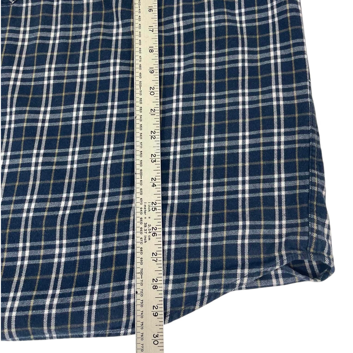 VINTAGE SWANNDRI BLUE & WHITE FLANNEL SHIRT (L)