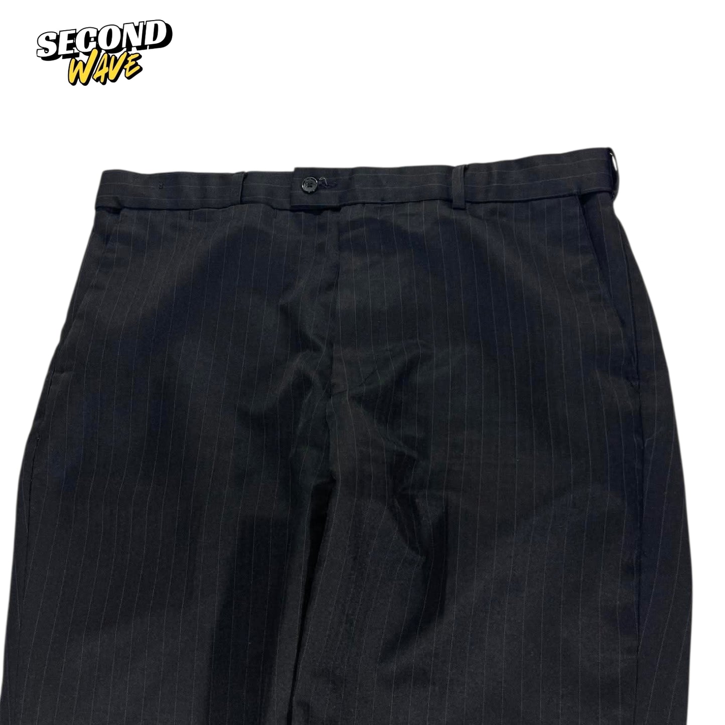 FARAH BLACK PINSTRIPE TROUSERS (36)