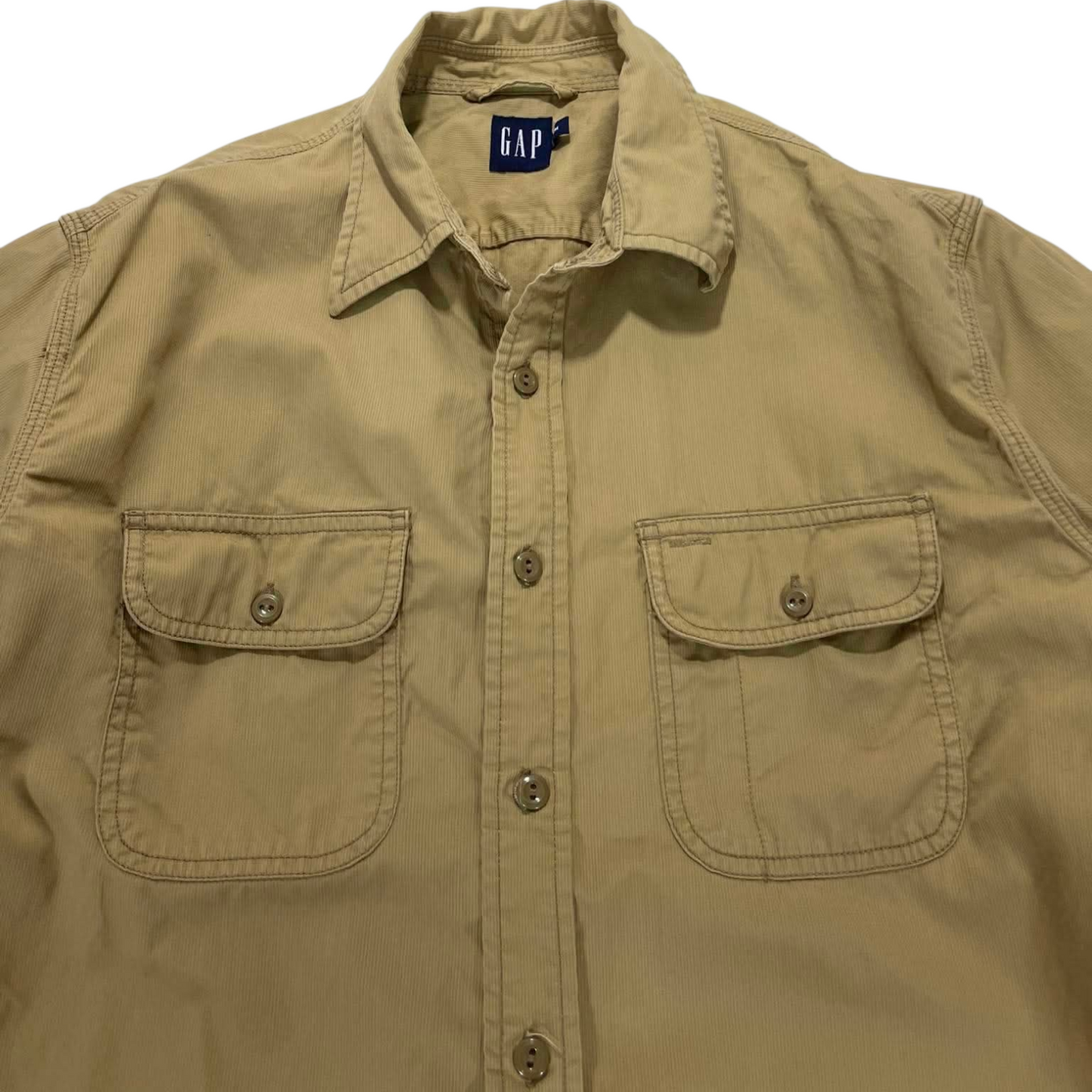 VINTAGE GAP TAN BUTTON UP SHIRT (M)