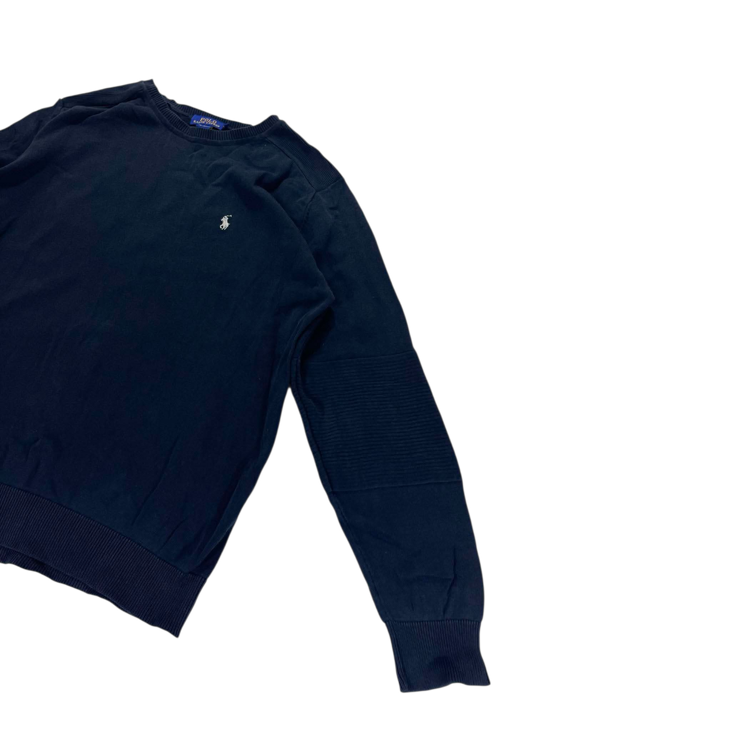 100% COTTON POLO RALPH LAUREN NAVY CREWNECK (BEST FIT M)