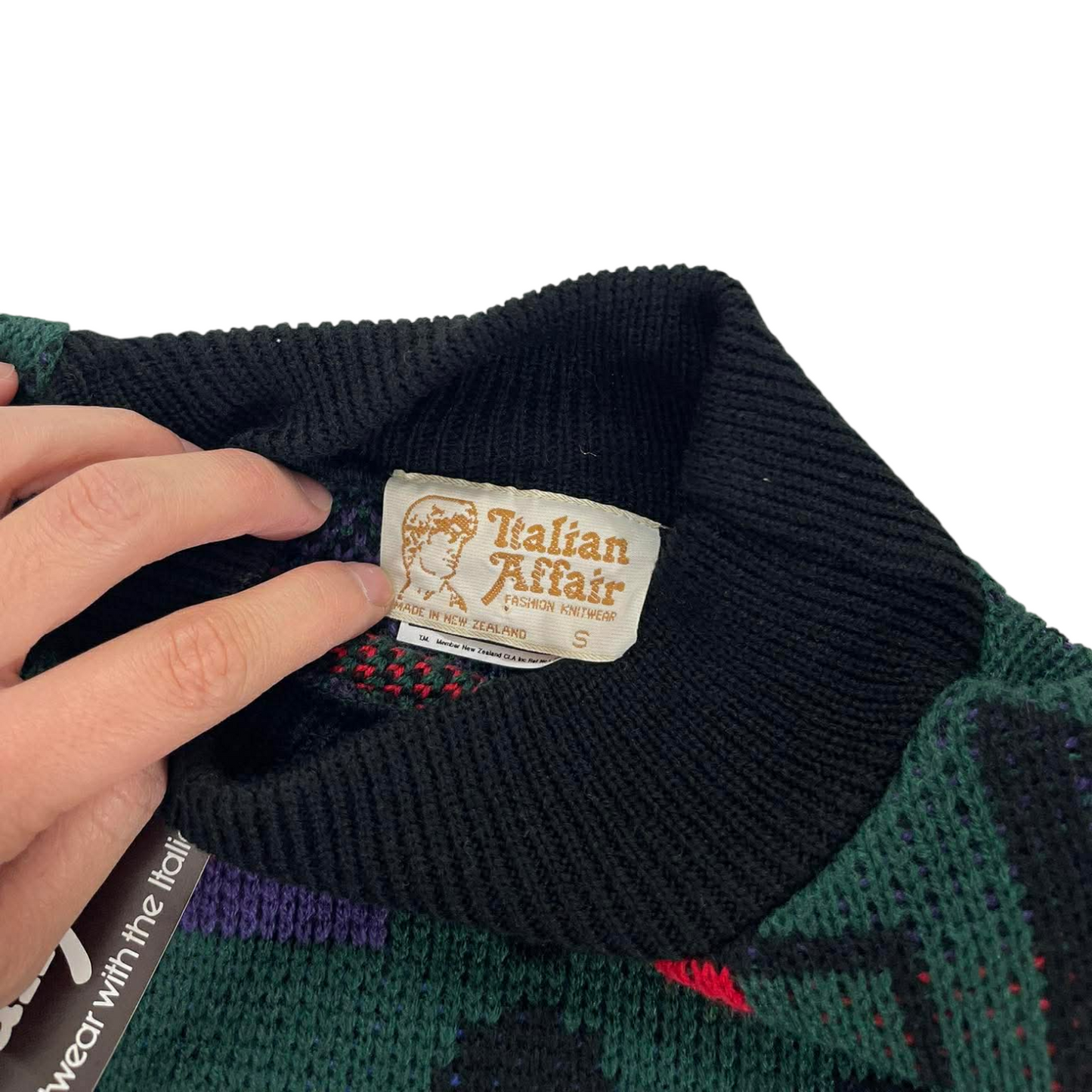 ITALIAN AFFAIR GREEN MULTI COLOURED SWEATER (S-M)
