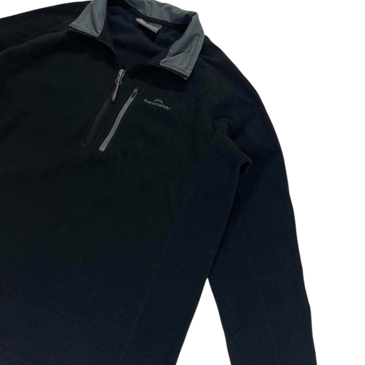 VINTAGE KATHMANDU BLACK FLEECE QUARTER ZIP JUMPER (L)