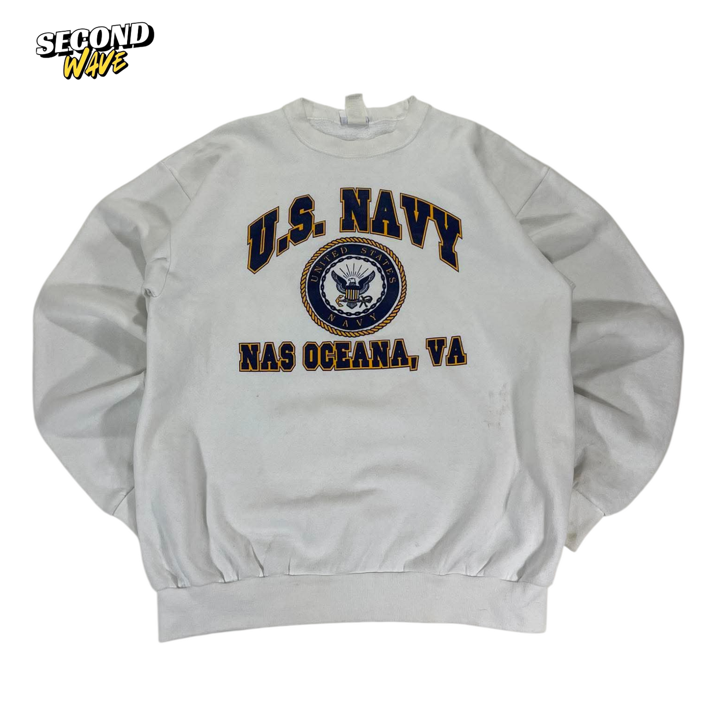 90s US NAVY CREWNECK SWEATSHIRT (L)