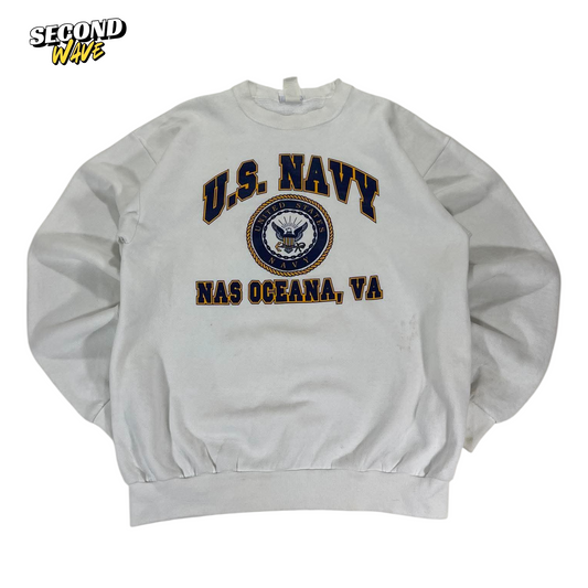 90s US NAVY CREWNECK SWEATSHIRT (L)