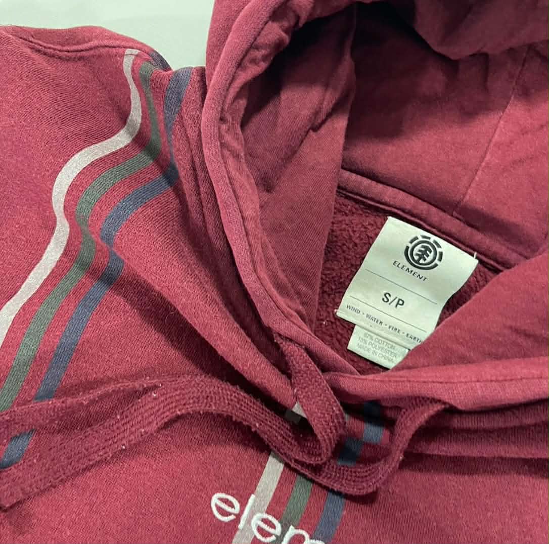 Y2K ELEMENT BURGUNDY STRIPED HOODIE (M-L)